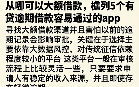 从哪可以大额借款，胪列5个有逾期借款容易通过的app