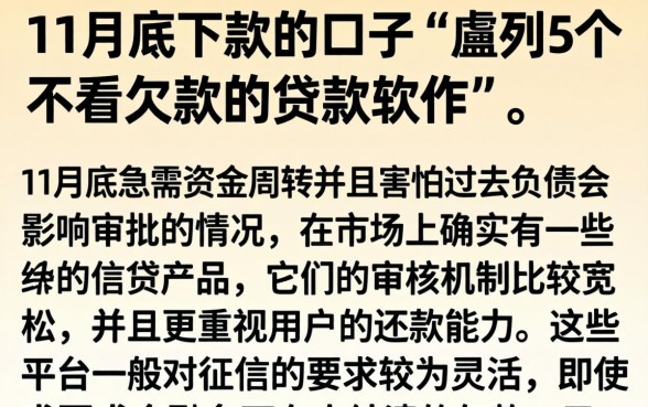 11月底下款的口子，胪列5个不看欠款的贷款软件