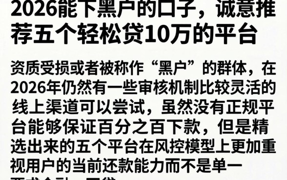2026能下黑户的口子，诚意推荐五个轻松贷10万的平台