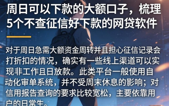 周日可以下款的大额口子，梳理5个不查征信好下款的网贷软件