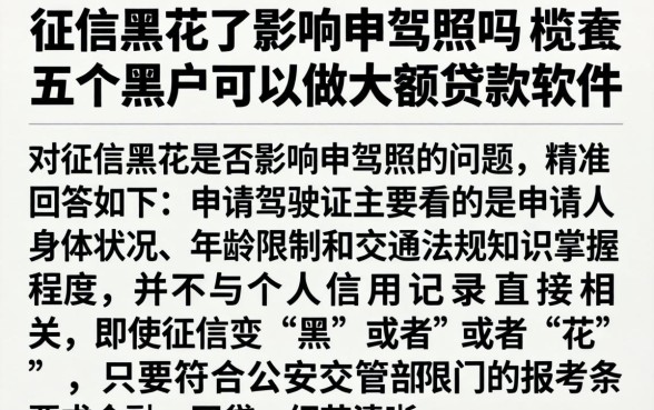 征信黑花了影响申驾照吗，概览五个黑户可以做大额贷款软件