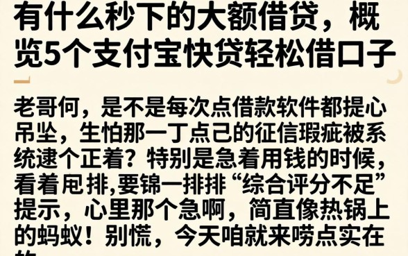 有什么秒下的大额借贷，概览5个支付宝快贷轻松借口子