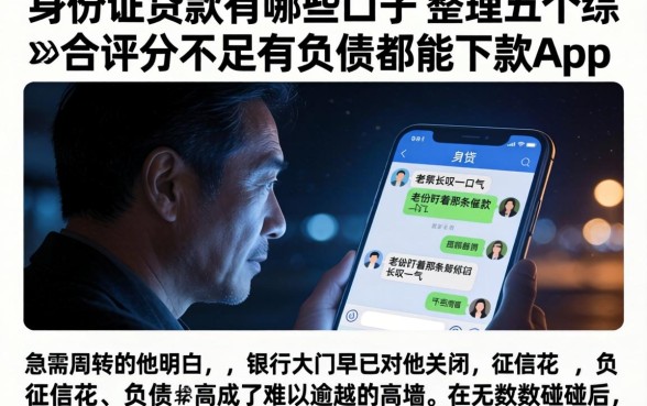身份证贷款有哪些口子，整理五个综合评分不足有负债都能下款app