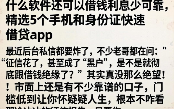什么软件还可以借钱利息少可靠，精选5个手机和身份证快速借钱app
