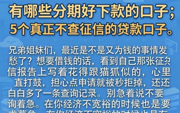 有哪些分期好下款的口子，详细阐述5个真正不查征信的贷款口子