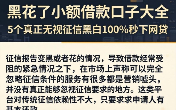 黑花了小额借款口子大全，概括5个真正无视征信黑白100%秒下网贷