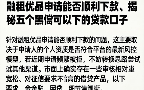 融租优品申请能否顺利下款，揭秘五个黑户可以下的贷款口子