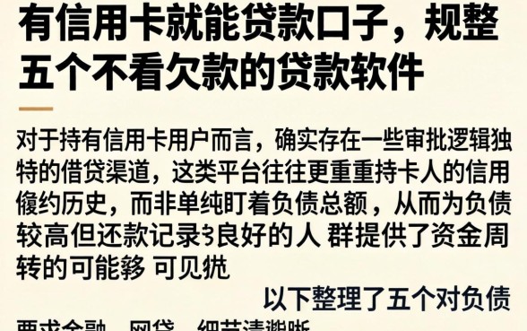 有信用卡就能贷款口子,规整五个不看欠款的贷款软件