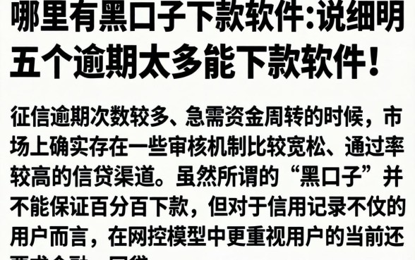 哪里有黑口子下款的软件，详尽说明五个逾期太多能下款软件