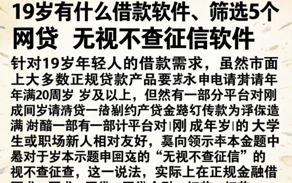 19岁有什么借款软件，筛选5个网贷无视不查征信软件
