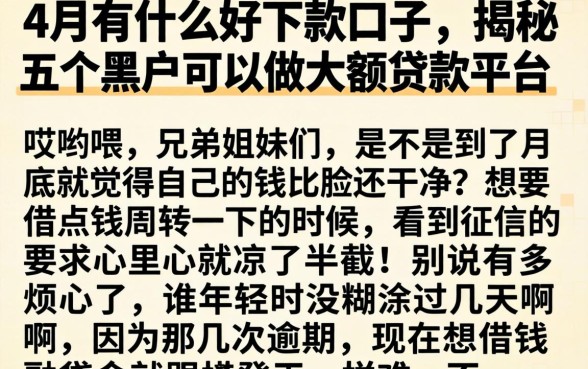 4月有什么好下款的口子，揭秘五个黑户可以做大额贷款平台