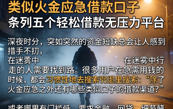 类似火金应急的借款口子，条列五个轻松借款无压力平台