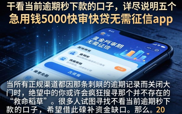 不看当前逾期秒下款的口子，详尽说明五个急用钱5000快审快贷无需征信app