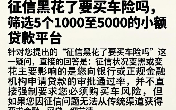 征信黑花了要买车险吗，筛选5个1000至5000的小额贷款平台