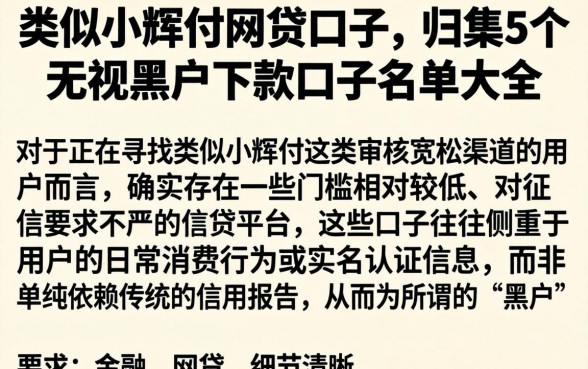 类似小辉付的网贷口子,归集5个无视黑户下款口子名单大全