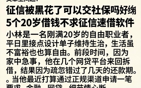 征信被黑花了可以交社保吗，归纳5个20岁借钱不求征信速借软件