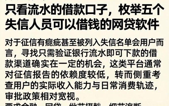 只看流水的借款口子,枚举五个失信人员可以借钱的网贷软件