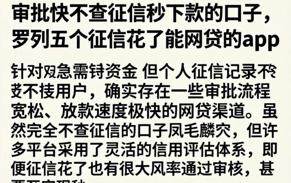 审批快不查征信秒下款的口子，罗列五个征信花了能网贷的app