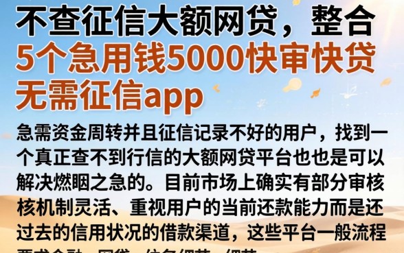 不查征信大额网贷,整合5个急用钱5000快审快贷无需征信app