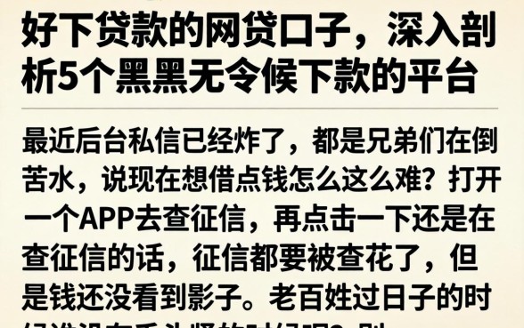好下贷款的网贷口子，深入剖析5个黑户无条件下款的平台