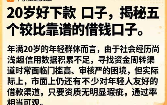 20岁好下款的口子，揭秘五个比较靠谱的借钱口子