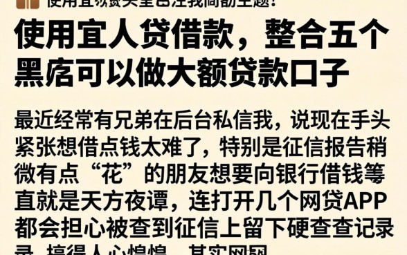 使用宜人贷借款，整合五个黑户可以做大额贷款口子