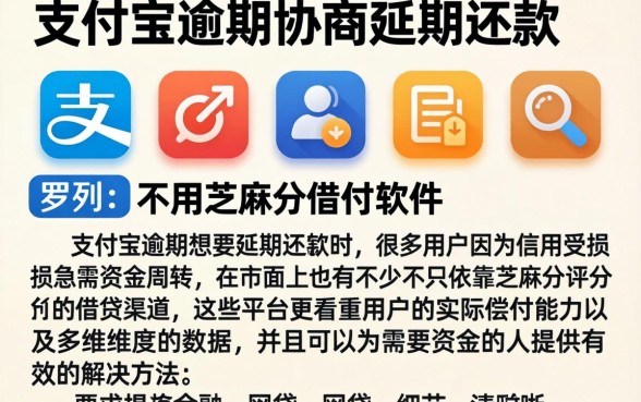 支付宝逾期协商延期还款，罗列五个不用芝麻分能借的软件