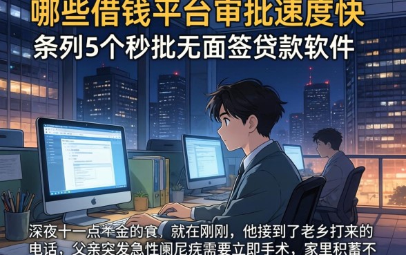 哪些借钱平台审批速度快，条列5个秒批无面签贷款软件