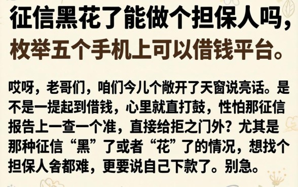 征信黑花了能做个担保人吗，枚举五个手机上可以借钱的平台