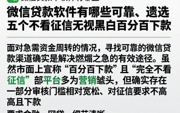 微信贷款的软件有哪些可靠，遴选五个不看征信无视黑白百分百下款
