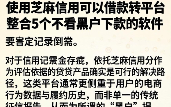 使用芝麻信用可以借款的平台，整合5个不看黑户下款的软件