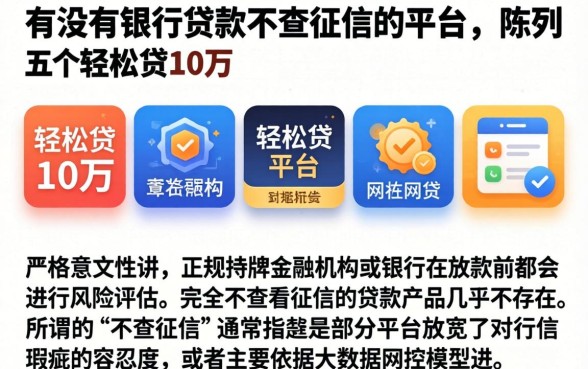 有没有银行贷款不查征信的平台，陈列五个轻松贷10万的平台