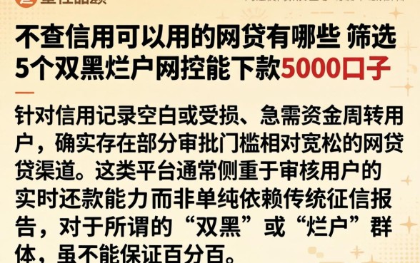 不查信用可以用的网贷有哪些，筛选5个双黑烂户风控能下款5000口子