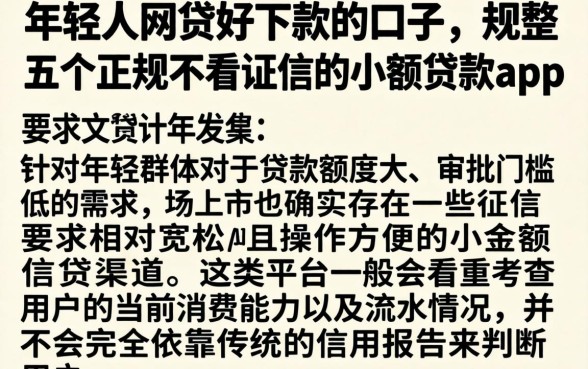 年轻人网贷好下款的口子，规整五个正规不看征信的小额贷款app