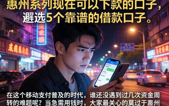 惠州系列现在可以下款的口子，遴选5个靠谱的借款口子