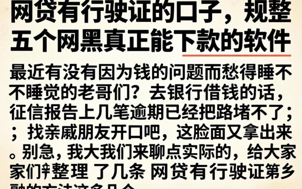 网贷有行驶证的口子，规整五个网黑真正能下款的软件