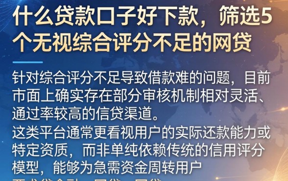 什么贷款的口子好下款，筛选5个无视综合评分不足的网贷