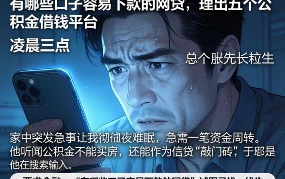 有哪些口子容易下款的网贷，理出五个公积金借钱平台