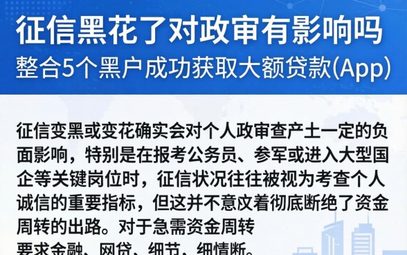 征信黑花了对政审有影响吗，整合5个黑户成功获取大额贷款的app