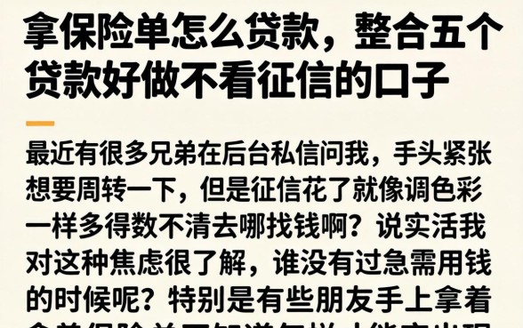 拿保险单怎么贷款，整合五个贷款好做不看征信的口子