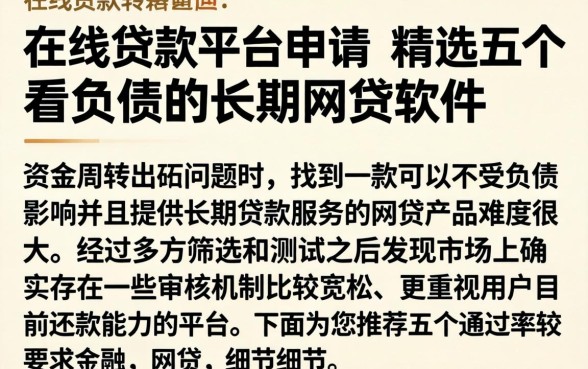 在线贷款平台申请，精选五个不看负债的长期网贷软件