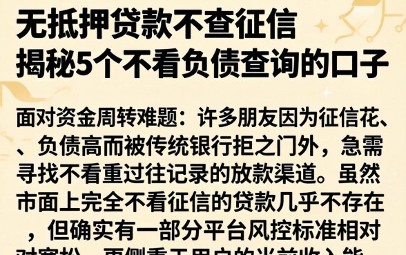 无抵押贷款不查征信，揭秘5个不看负债查询的口子