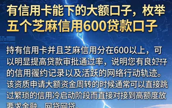 有信用卡能下的大额口子，枚举五个芝麻信用600贷款口子