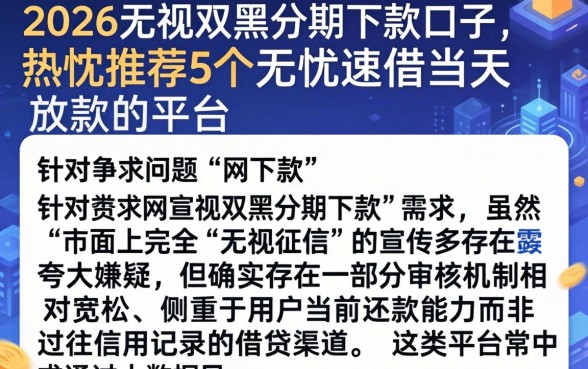 2026无视双黑分期下款口子，热忱推荐5个无忧速借当天放款的平台