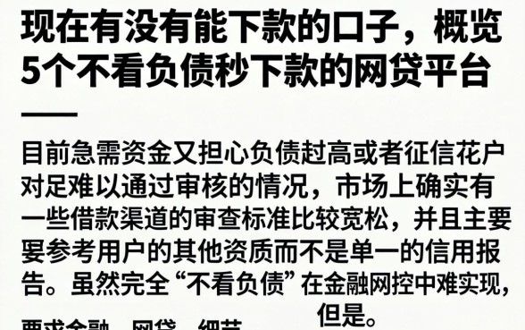 现在有没有能下款的口子，概览5个不看负债秒下款的网贷平台