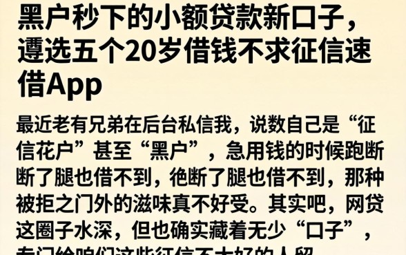 黑户秒下的小额贷款新口子，遴选五个20岁借钱不求征信速借app