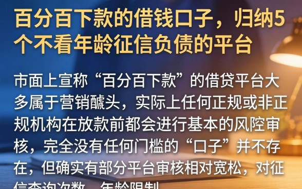 百分百下款的借钱口子，归纳5个不看年龄征信负债的平台