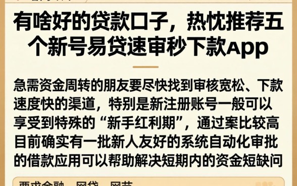 有啥好的贷款口子，热忱推荐五个新号易贷速审秒下款app