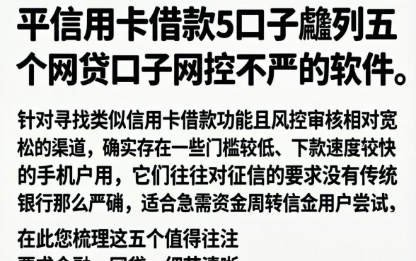 平信用卡借款的口子，胪列五个网贷口子风控不严的软件