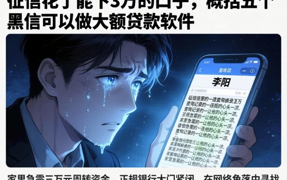 征信花了能下3万的口子,概括五个黑户可以做大额贷款软件